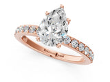 Rose gold Pear Cut Diamond Solitaire with Pave Band and Four-Prong Setting 1