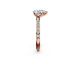 Rose gold Pear Cut Diamond Solitaire with Pave Band and Four-Prong Setting 2