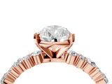 Rose gold Pear Cut Diamond Solitaire with Side Stones, Pave Band, Four-Prong Setting_489