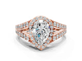 Rose gold Pear Cut Diamond Split Shank Halo Ring with Four-Prong Setting_58