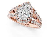 Rose gold Pear Cut Diamond Split Shank Halo Ring with Four-Prong Setting_59