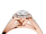 Rose gold Pear Cut Diamond Split Shank Halo Ring with Four-Prong Setting_62