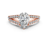Rose gold Pear Cut Diamond Split Shank Pavé Engagement Ring with Four-Prong Setting_65