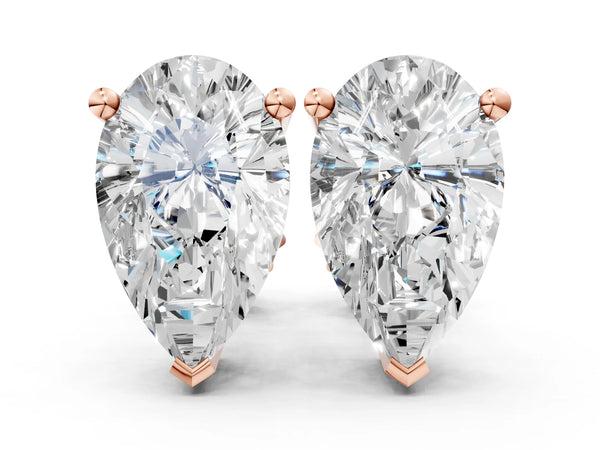 Rose gold Pear Cut Diamond Stud Earrings