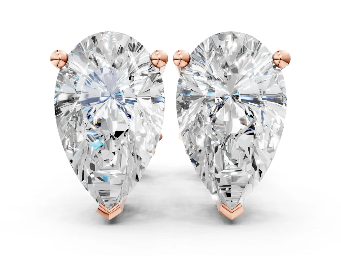 14K Rose Gold 5.05 Carat D VVS2 Pear Diamond Stud Earrings