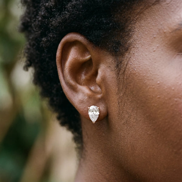 Rose gold Pear Cut Diamond Stud Earrings