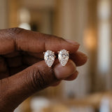 14K Rose Gold 5.05 Carat D VVS2 Pear Diamond Stud Earrings