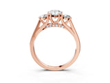 Rose gold Pear Cut Diamond Three-Stone Engagement Ring with Prong Setting and Pavé Band_6