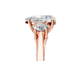 Rose gold Pear Cut Diamond Three-Stone Engagement Ring with Prong Setting and Pavé Band_8