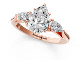 Rose gold Pear Cut Diamond Three-Stone Ring with Pear Side Stones and Four-Prong Setting_72