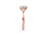 Rose gold Pear Cut Diamond Three-Stone Ring with Pear Side Stones and Four-Prong Setting_73