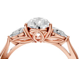 Rose gold Pear Cut Diamond Three-Stone Ring with Pear Side Stones and Four-Prong Setting_75