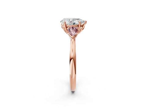 Rose gold Pear Cut Diamond Three-Stone Ring with Pear with Morganite side stone Side Stones and Prong Setting_2