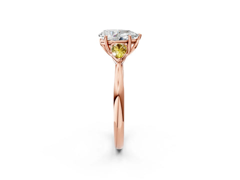 Rose gold Pear Cut Diamond Three-Stone Ring with Pear with Yellow Sapphire side stone Side Stones and Prong Setting_2