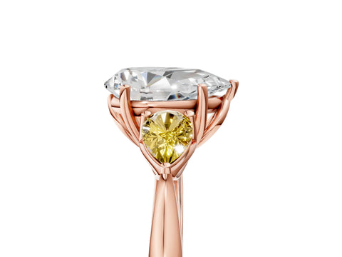 Rose gold Pear Cut Diamond Three-Stone Ring with Pear with Yellow Sapphire side stone Side Stones and Prong Setting_5