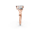 Rose gold Pear Cut Diamond Three-Stone Ring with Prong Setting and Classic Band_137