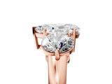 Rose gold Pear Cut Diamond Three-Stone Ring with Prong Setting and Classic Band_140