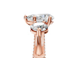 Rose gold Pear Cut Diamond Three-Stone Ring with Prong Setting and Pavé Band_8