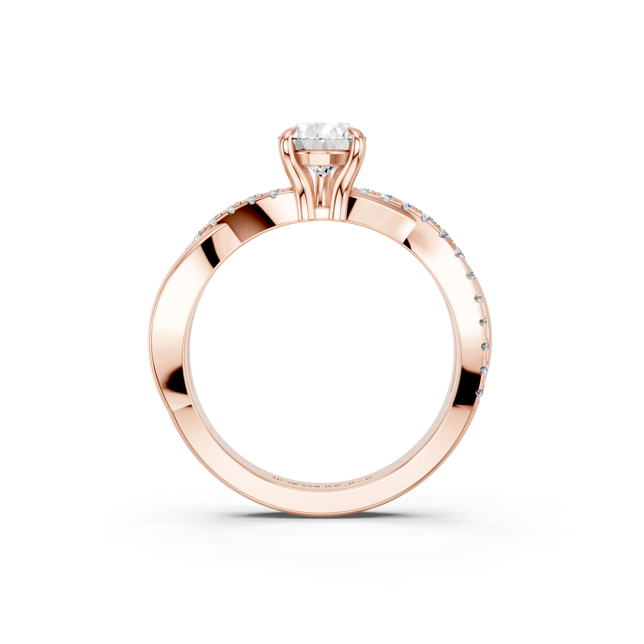 Rose gold Pear Cut Diamond Twist Band Solitaire with Prong Setting_18