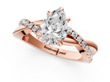 Rose gold Pear Cut Diamond Twist Band Solitaire with Prong Setting_60