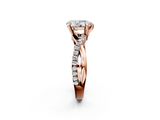 Rose gold Pear Cut Diamond Twist Band Solitaire with Prong Setting_61