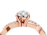 Rose gold Pear Cut Diamond Twist Band Solitaire with Prong Setting_63