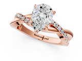 Rose gold Pear Cut Diamond Twisted Band with Pavé Setting and Four-Prong Setting_34