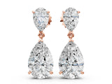 Rose gold Pear Cut Diamond Two Stone Drop Earrings