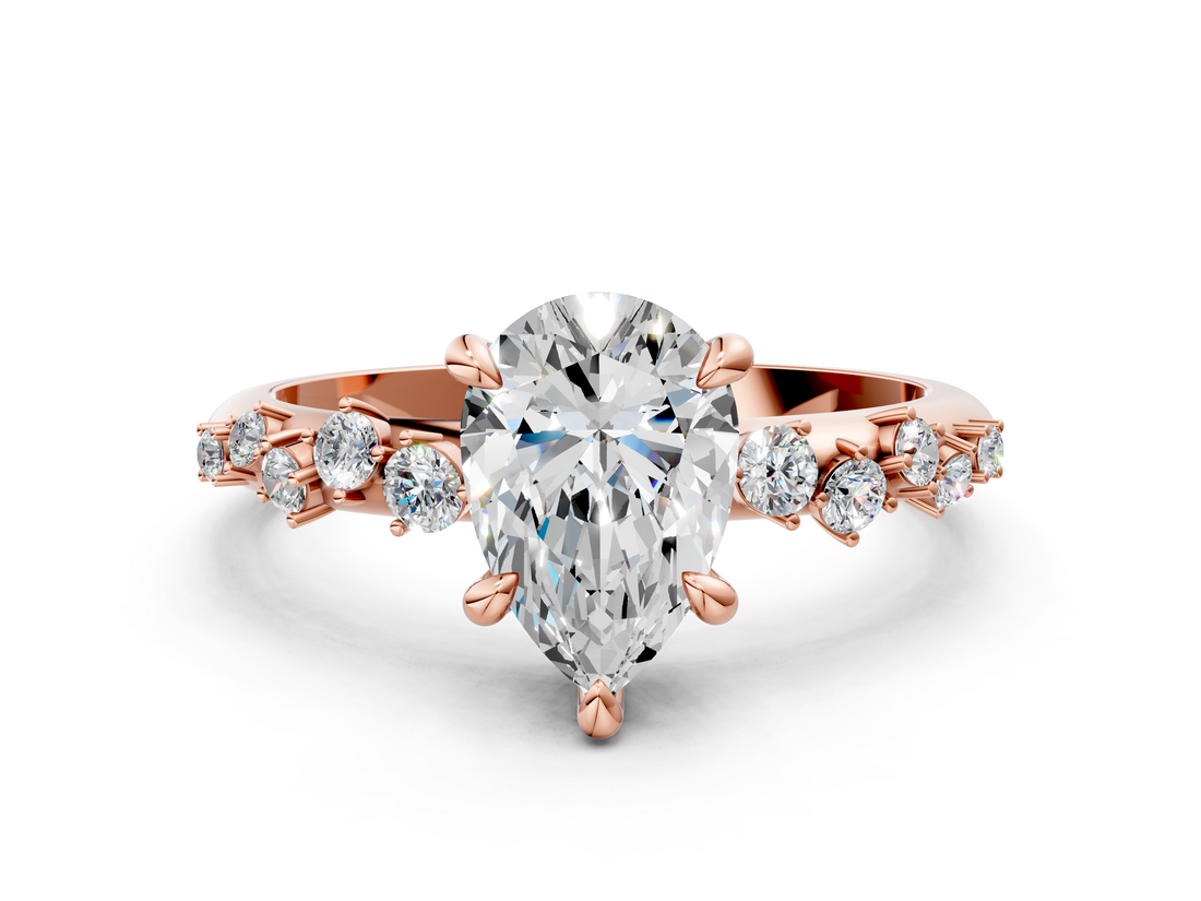 Rose gold Pear Cut Diamond Vine Band with Four-Prong Setting_37
