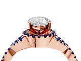 Rose gold Pear Cut Diamond with Blue Sapphire side stone Halo Twist Band Solitaire Prong Setting Ring_40