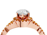 Rose gold Pear Cut Diamond with Citrine side stone Halo Twist Band Solitaire Prong Setting Ring_40