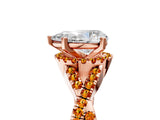 Rose gold Pear Cut Diamond with Citrine side stone Halo Twist Band Solitaire Prong Setting Ring_41