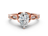 Rose gold Pear Cut Diamond with Milgrain Marquise and Bezel Accents on a Solitaire Band with Prong Setting_199