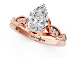 Rose gold Pear Cut Diamond with Milgrain Marquise and Bezel Accents on a Solitaire Band with Prong Setting_200