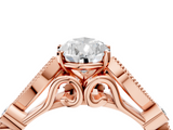 Rose gold Pear Cut Diamond with Milgrain Marquise and Bezel Accents on a Solitaire Band with Prong Setting_203