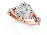 Rose gold Pear Cut Diamond with Moissanite side stone Halo Twist Band Solitaire Prong Setting Ring_37