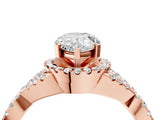 Rose gold Pear Cut Diamond with Moissanite side stone Halo Twist Band Solitaire Prong Setting Ring_40