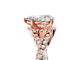 Rose gold Pear Cut Diamond with Moissanite side stone Halo Twist Band Solitaire Prong Setting Ring_41