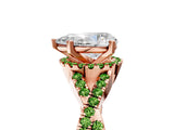 Rose gold Pear Cut Diamond with Peridot side stone Halo Twist Band Solitaire Prong Setting Ring_17
