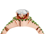 Rose gold Pear Cut Diamond with Peridot side stone Halo Twist Band Solitaire Prong Setting Ring_28