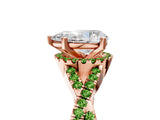 Rose gold Pear Cut Diamond with Peridot side stone Halo Twist Band Solitaire Prong Setting Ring_29