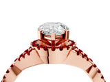 Rose gold Pear Cut Diamond with Ruby side stone Halo Twist Band Solitaire Prong Setting Ring_40