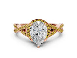 Rose gold Pear Cut Diamond with Yellow Sapphire side stone Halo Twist Band Solitaire Prong Setting Ring_12