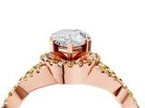 Rose gold Pear Cut Diamond with Yellow Sapphire side stone Halo Twist Band Solitaire Prong Setting Ring_16