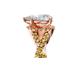 Rose gold Pear Cut Diamond with Yellow Sapphire side stone Halo Twist Band Solitaire Prong Setting Ring_17