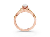Rose gold Pear Cut Diamond with Yellow Sapphire side stone Halo Twist Band Solitaire Prong Setting Ring_39