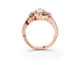 Rose gold Pear Cut Double Halo Diamond Engagement Ring with Pave Band and Four-Prong Setting_45