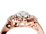 Rose gold Pear Cut Double Halo Diamond Engagement Ring with Pave Band and Four-Prong Setting_46