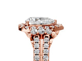 Rose gold Pear Cut Double Halo Diamond Engagement Ring with Pave Band and Four-Prong Setting_47
