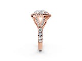 Rose gold Pear Cut Double Halo Split Shank Diamond Ring with Prong Setting_51